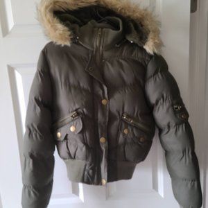 Green Puffer Jacket W/ Fur Hood